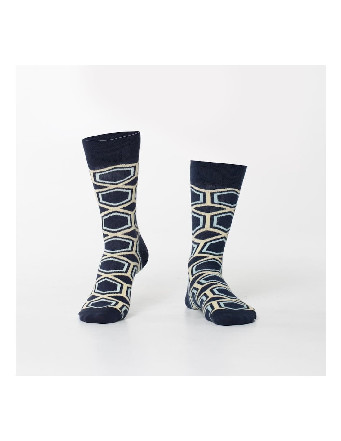 Navy blue men\'s socks with patterns SM14 - Online store - Boutique